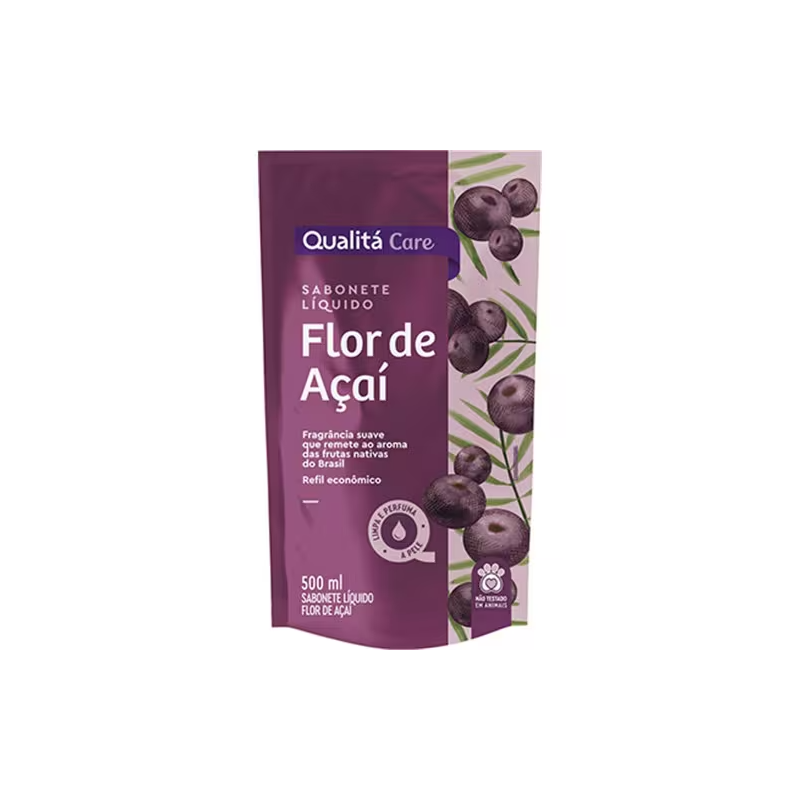 Sabonete Líquido Flor de Açaí Qualitá Care Sachê 500ml Refil Econômico