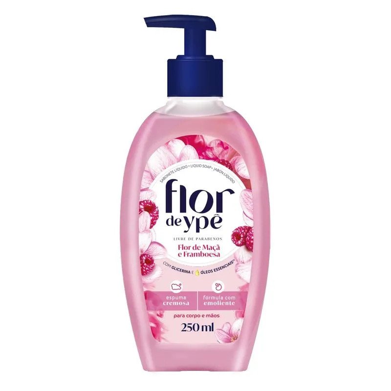 Sabonete Líquido Pump para Mãos e Corpo Flor de Maçã e Framboesa Flor de Ypê 250ml