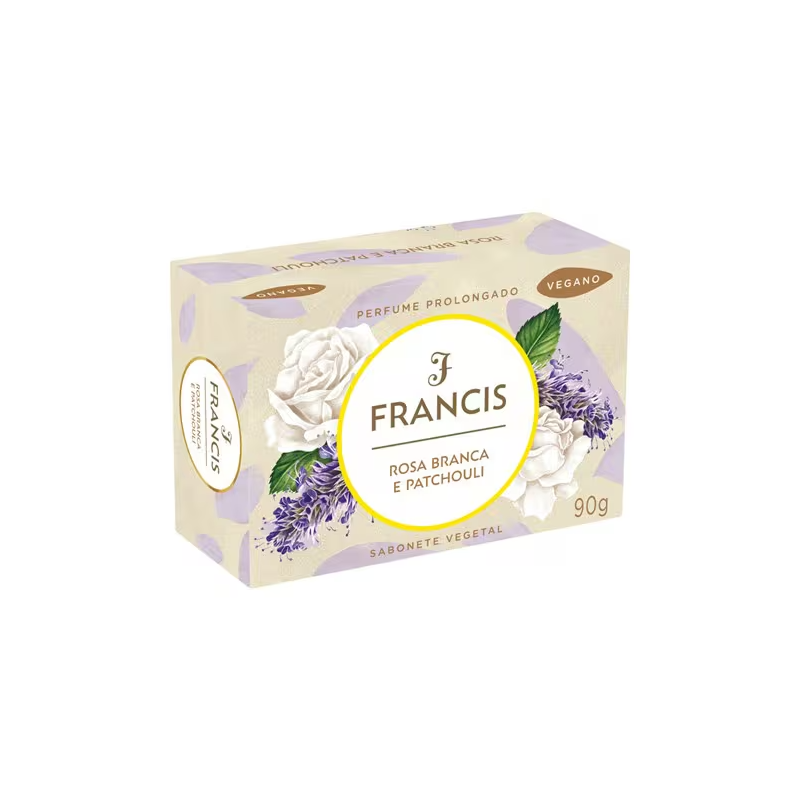 Sabonete em Barra Vegetal Rosa Branca e Patchouli Francis 90g