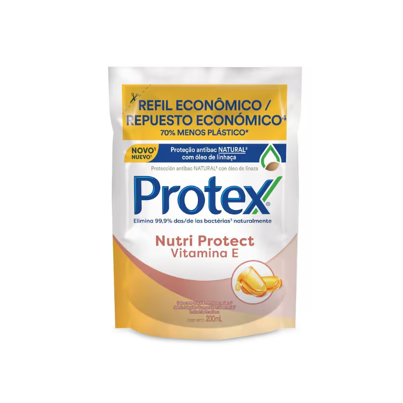 Sabonete Líquido Antibacteriano para As Mãos Protex Nutri Protect Vitamina E 200ml