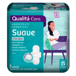 Absorvente Com Abas Suave Noturno Qualitá Care 8un