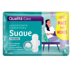 Absorvente Feminino com Abas Suave Qualita Care Pacote com 16 Unidades