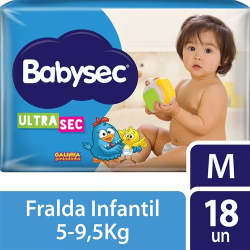 Fralda Tamanho M Ultra Sec Babysec com 18un
