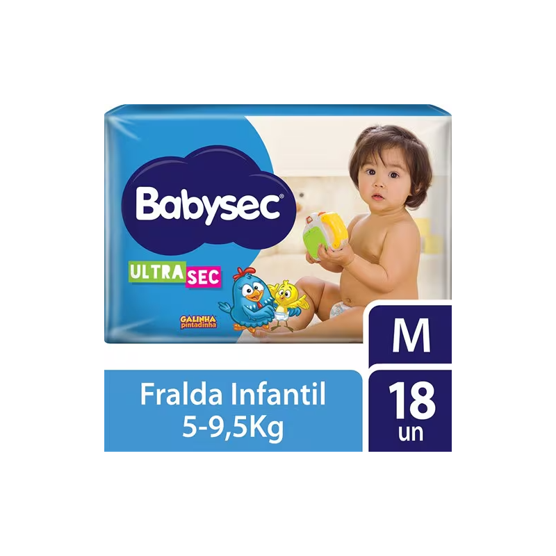 Fralda Tamanho M Ultra Sec Babysec com 18un