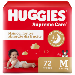 Fralda Descartável Infantil Supreme Care Tamanho M Huggies 72un