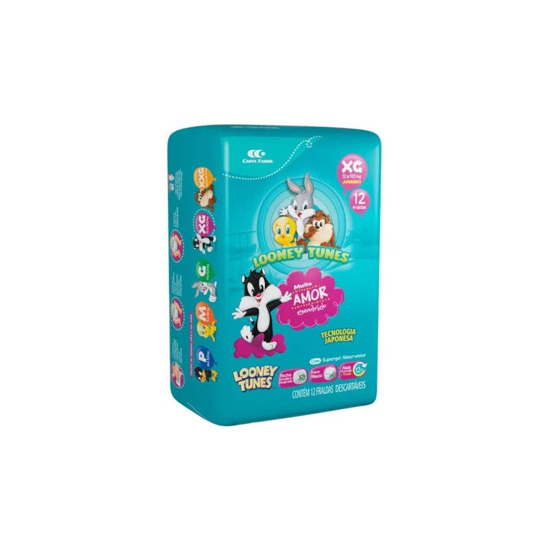 Fralda Descartável Infantil Tamanho Xg Baby Looney Tunes 12un