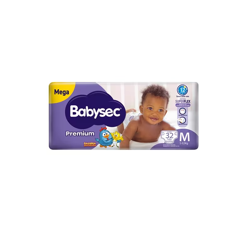 Fralda Infantil Babysec Premium Mega M Pacote 32 Unidades