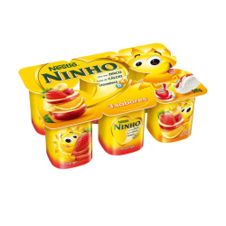 Iogurte Parcialmente Desnatado Morango + Salada de Frutas + Maçã E Banana Ninho Forti+ Bandeja 540g 6 Unidades