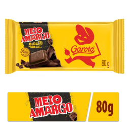 Chocolate Meio Amargo Garoto 80g