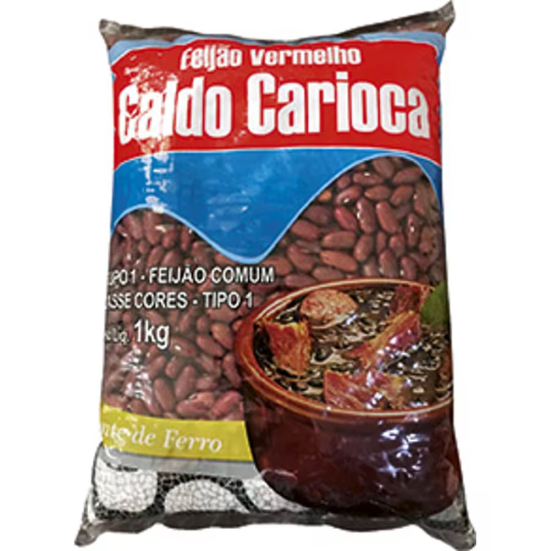Feijão Caldo Carioca Vermelho Pacote 1kg