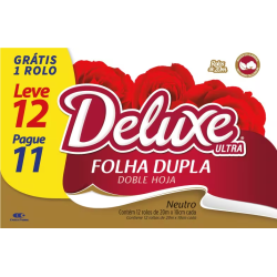 Papel Higiênico Folha Dupla Neutro Deluxe Ultra 20m Pacote Leve 12 Pague 11un