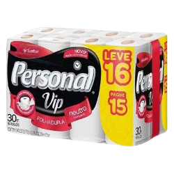 Papel Higiênico Folha Dupla Neutro Vip 30m Personal 16un