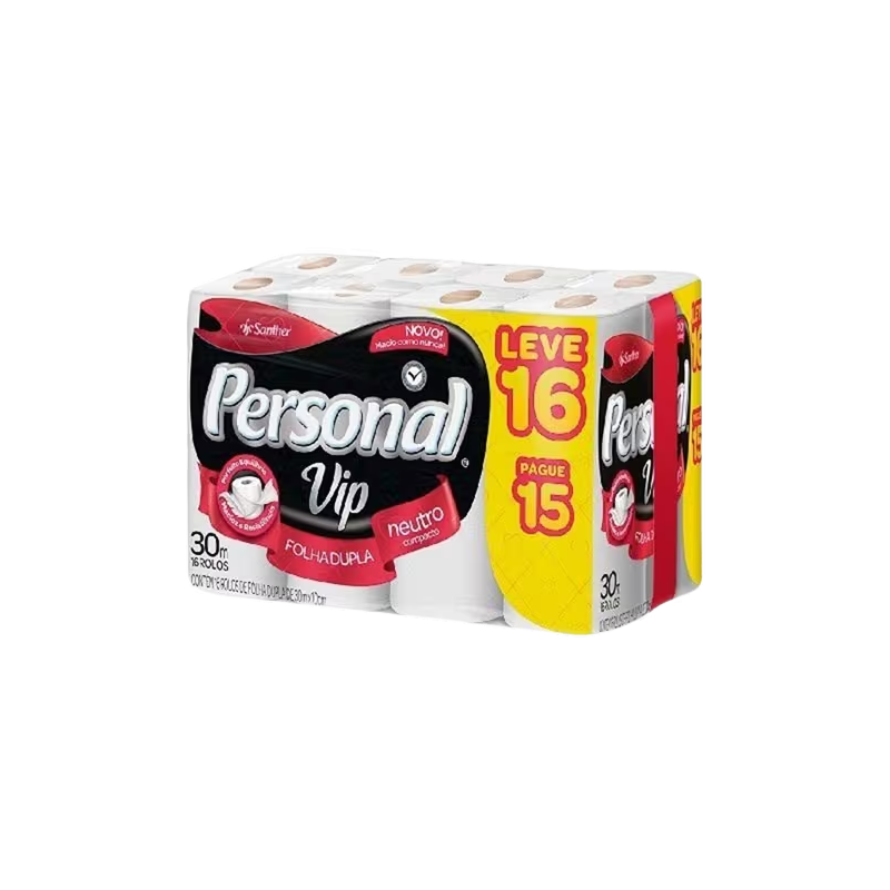 Papel Higiênico Folha Dupla Neutro Vip 30m Personal 16un