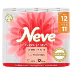 Papel Higiênico Folha Dupla Neutro Toque da Seda 30m Neve 12un
