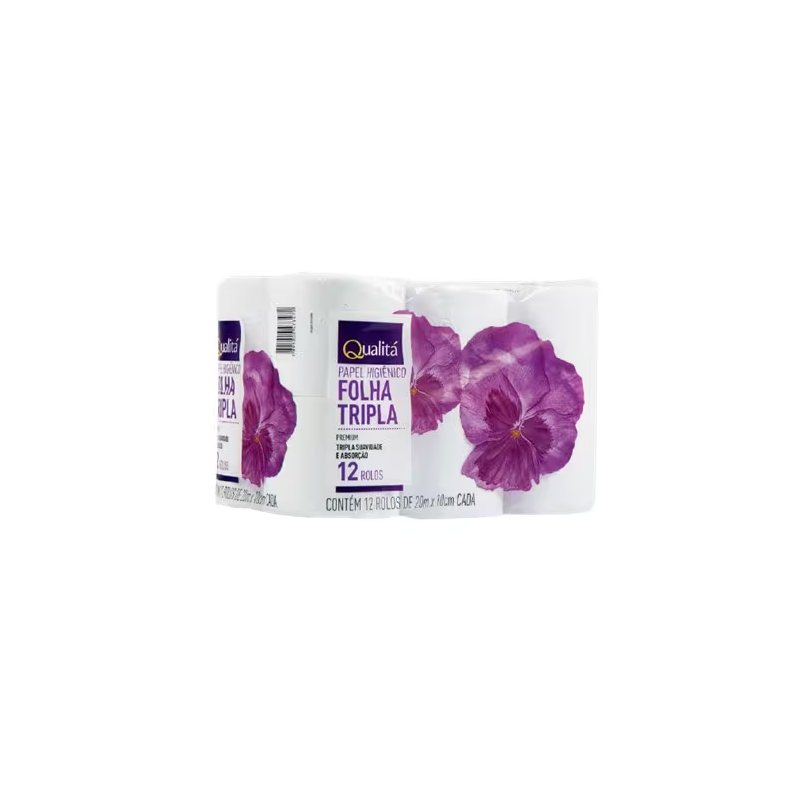 Papel Higiênico Premium Folha Tripla Suave 20m Qualitá 12un