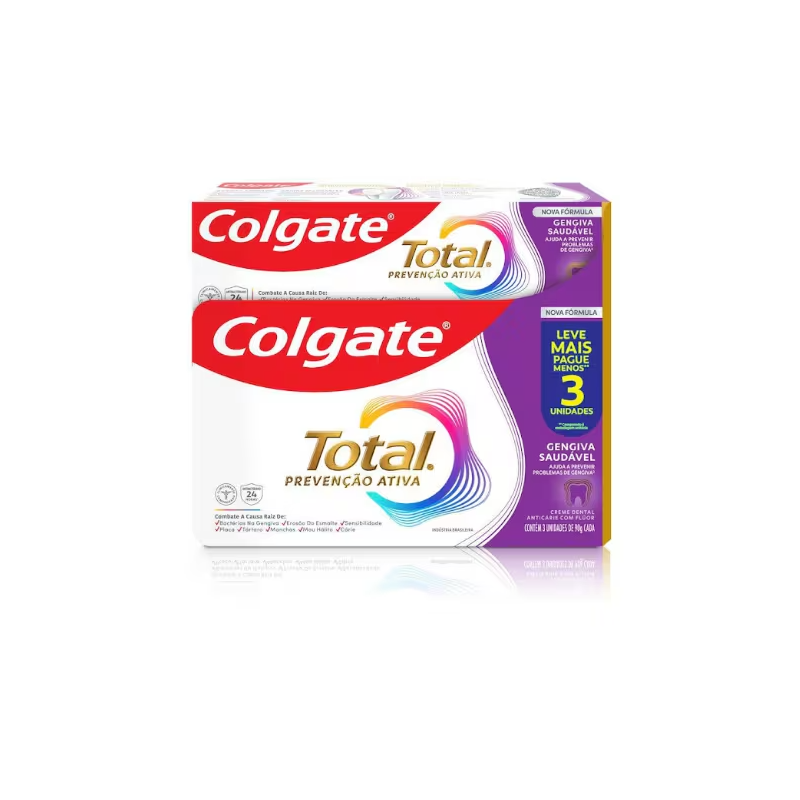 Creme Dental Total 12 Gengiva Reforçada Colgate 90g com 3un