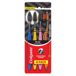 Escova Dental Colgate Zigzag Carvão 4 Unid